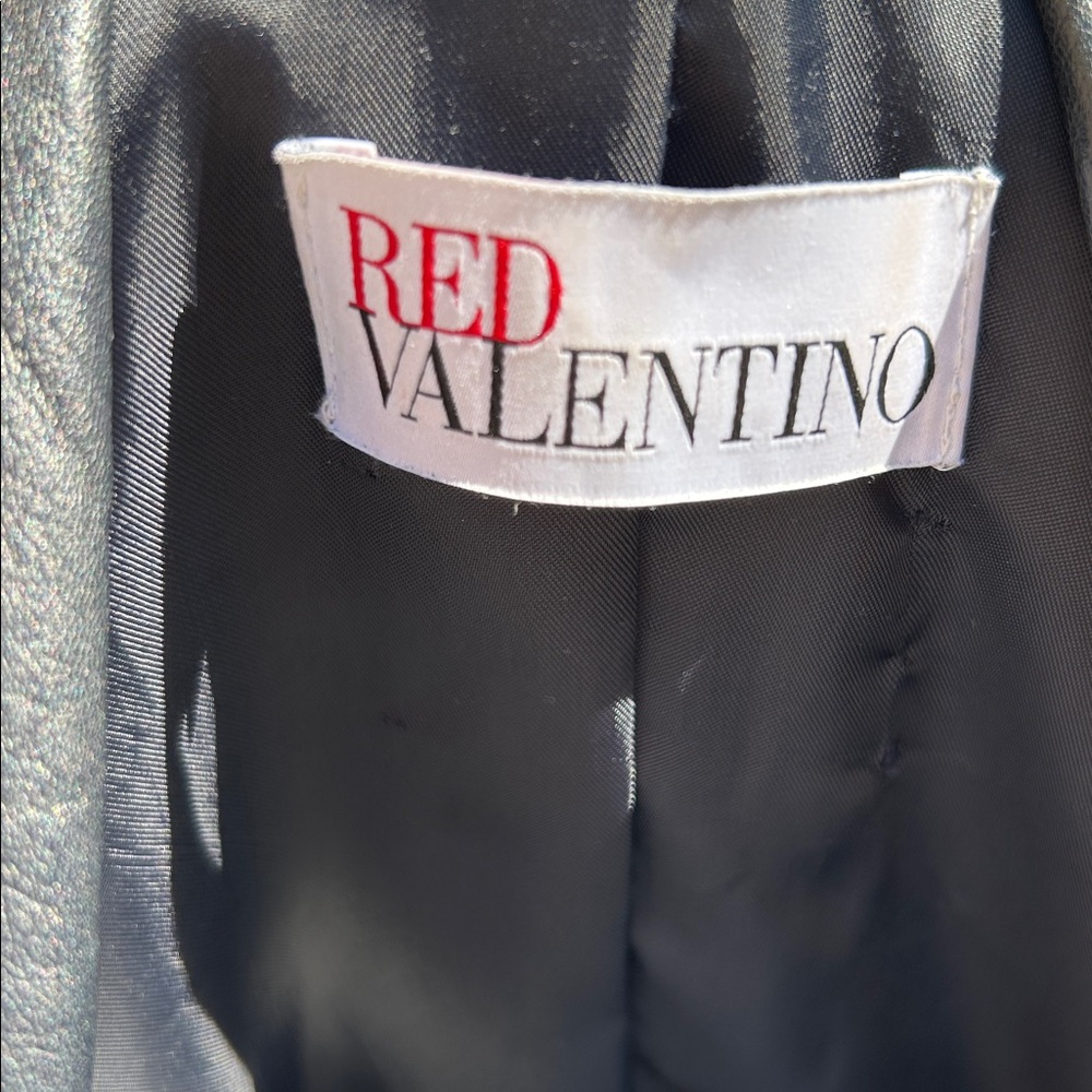 RED Valentino Black Leather Trench Jacket with Ruffle Detail and Belt 44/US 8 - Picture 7 of 14